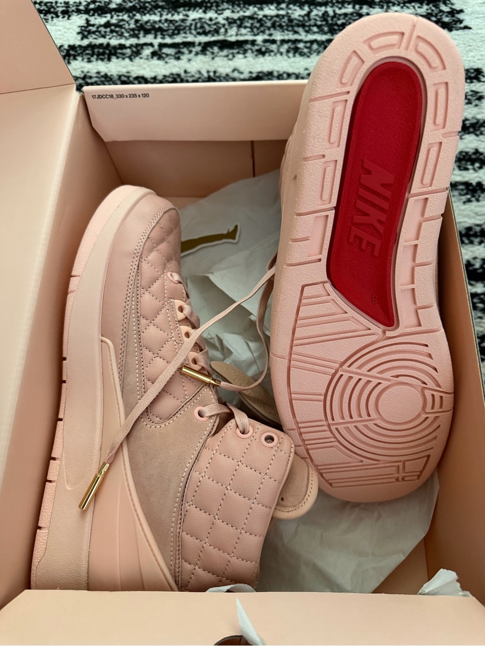 Nike Pink Jordan 2 just don Quilted Low-Top Sneakers